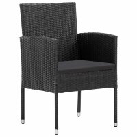 vidaXL Gartenst&uuml;hle mit Kissen in Schwarz 4 Stk. Schwarz Polyrattan