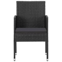 vidaXL Gartenst&uuml;hle mit Kissen in Schwarz 4 Stk. Schwarz Polyrattan