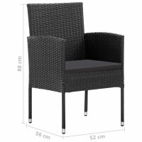 vidaXL Gartenst&uuml;hle mit Kissen in Schwarz 4 Stk. Schwarz Polyrattan