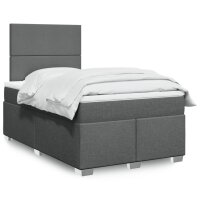 vidaXL Boxspringbett mit Matratze Dunkelgrau 120x190 cm Stoff