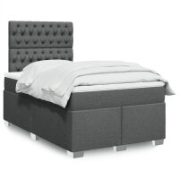 vidaXL Boxspringbett mit Matratze Dunkelgrau 120x190 cm Stoff