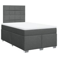 vidaXL Boxspringbett mit Matratze Dunkelgrau 120x200 cm Stoff