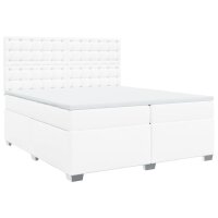 vidaXL Boxspringbett mit Matratze Wei&szlig; 200x200 cm Kunstleder