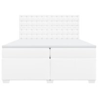 vidaXL Boxspringbett mit Matratze Wei&szlig; 200x200 cm Kunstleder