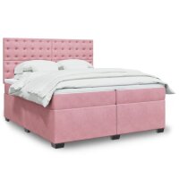 vidaXL Boxspringbett mit Matratze Rosa 200x200 cm Samt