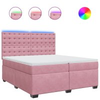 vidaXL Boxspringbett mit Matratze Rosa 200x200 cm Samt