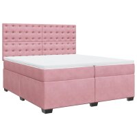 vidaXL Boxspringbett mit Matratze Rosa 200x200 cm Samt