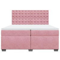 vidaXL Boxspringbett mit Matratze Rosa 200x200 cm Samt