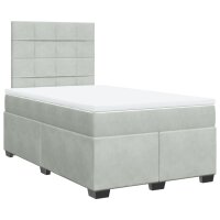 vidaXL Boxspringbett mit Matratze Hellgrau 120x190 cm Samt