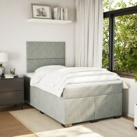 vidaXL Boxspringbett mit Matratze Hellgrau 120x190 cm Samt