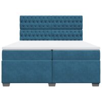 vidaXL Boxspringbett mit Matratze Blau 200x200 cm Samt