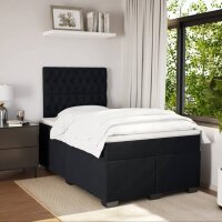 vidaXL Boxspringbett mit Matratze Schwarz 120x190 cm Samt