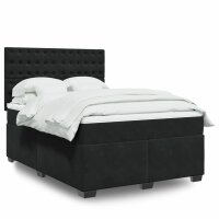 vidaXL Boxspringbett mit Matratze Schwarz 140x190 cm Samt