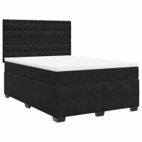 vidaXL Boxspringbett mit Matratze Schwarz 140x190 cm Samt