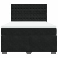 vidaXL Boxspringbett mit Matratze Schwarz 140x190 cm Samt