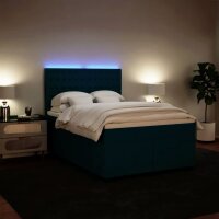 vidaXL Boxspringbett mit Matratze Blau 140x190 cm Samt