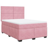 vidaXL Boxspringbett mit Matratze Rosa 140x200 cm Samt