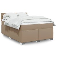 vidaXL Boxspringbett Matratze Cappuccino-Braun 160x200 cm Kunstleder