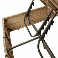 vidaXL Doppel-Sonnenliege mit Kissen &amp; Sonnenschirm Beige Poly Rattan