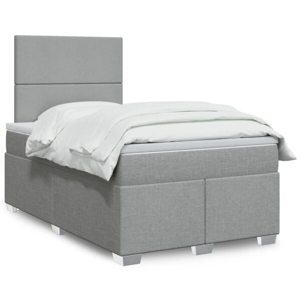 vidaXL Boxspringbett mit Matratze Hellgrau 120x200 cm Stoff