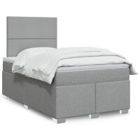 vidaXL Boxspringbett mit Matratze Hellgrau 120x200 cm Stoff