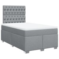 vidaXL Boxspringbett mit Matratze Hellgrau 120x200 cm Stoff