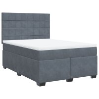 vidaXL Boxspringbett mit Matratze Dunkelgrau 140x200 cm Samt