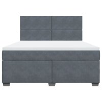 vidaXL Boxspringbett mit Matratze Dunkelgrau 180x200 cm Samt