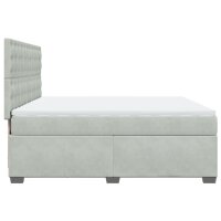 vidaXL Boxspringbett mit Matratze Hellgrau 180x200 cm Samt