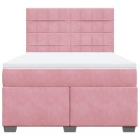 vidaXL Boxspringbett mit Matratze Rosa 160x200 cm Samt