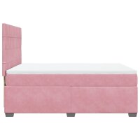 vidaXL Boxspringbett mit Matratze Rosa 160x200 cm Samt