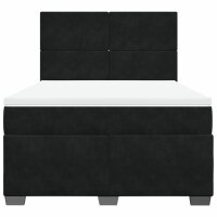 vidaXL Boxspringbett mit Matratze Schwarz 160x200 cm Samt