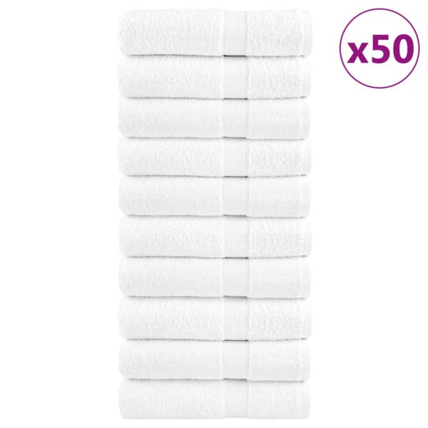 vidaXL Premium-Handt&uuml;cher 50 Stk Wei&szlig; 50x100cm 600 g/m&sup2; 100% Baumwolle