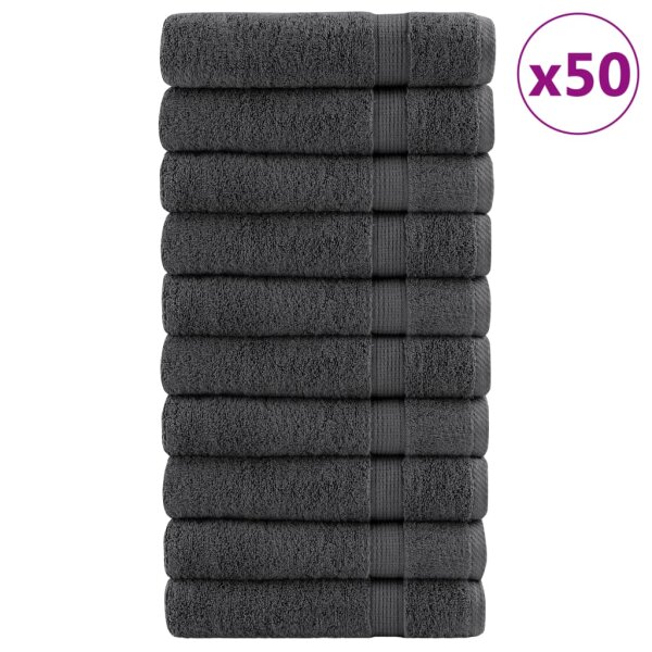 vidaXL Premium-Handt&uuml;cher 50 Stk Anthrazit 50x100cm 600 g/m&sup2; Baumwolle