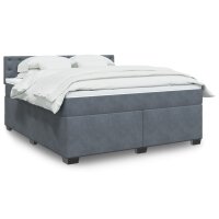 vidaXL Boxspringbett mit Matratze Dunkelgrau 180x200 cm Samt