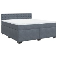 vidaXL Boxspringbett mit Matratze Dunkelgrau 180x200 cm Samt