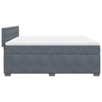 vidaXL Boxspringbett mit Matratze Dunkelgrau 180x200 cm Samt