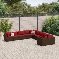 vidaXL 10-tlg. Garten-Sofagarnitur mit Kissen Braun Poly...