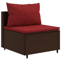 vidaXL 10-tlg. Garten-Sofagarnitur mit Kissen Braun Poly Rattan