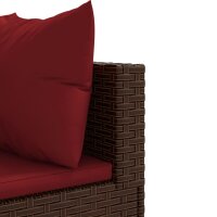 vidaXL 10-tlg. Garten-Sofagarnitur mit Kissen Braun Poly Rattan