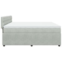 vidaXL Boxspringbett mit Matratze Hellgrau 180x200 cm Samt