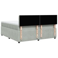 vidaXL Boxspringbett mit Matratze Hellgrau 180x200 cm Samt