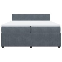 vidaXL Boxspringbett mit Matratze Dunkelgrau 200x200 cm Samt