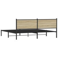 vidaXL Bettgestell mit Kopfteil Metall Sonoma-Eiche 193x203 cm