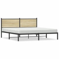 vidaXL Bettgestell mit Kopfteil Metall Sonoma-Eiche 180x200 cm