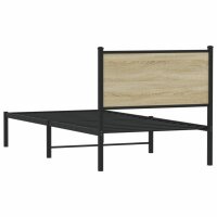 vidaXL Bettgestell mit Kopfteil Metall Sonoma-Eiche 90x190 cm