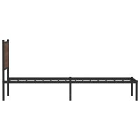 vidaXL Bettgestell mit Kopfteil Metall Braun Eichen-Optik 90x190 cm