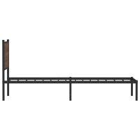 vidaXL Bettgestell mit Kopfteil Metall Braun Eichen-Optik 75x190 cm