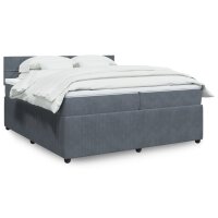 vidaXL Boxspringbett mit Matratze Dunkelgrau 200x200 cm Samt