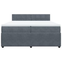 vidaXL Boxspringbett mit Matratze Dunkelgrau 200x200 cm Samt